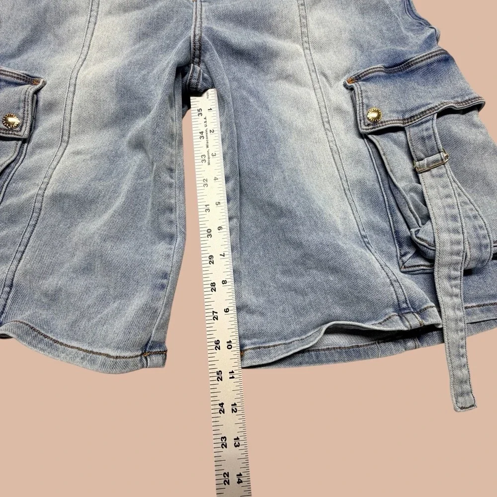 Retrofete New York Women's Cargo Light WashDenim Shorts Utility Designer Size 27
